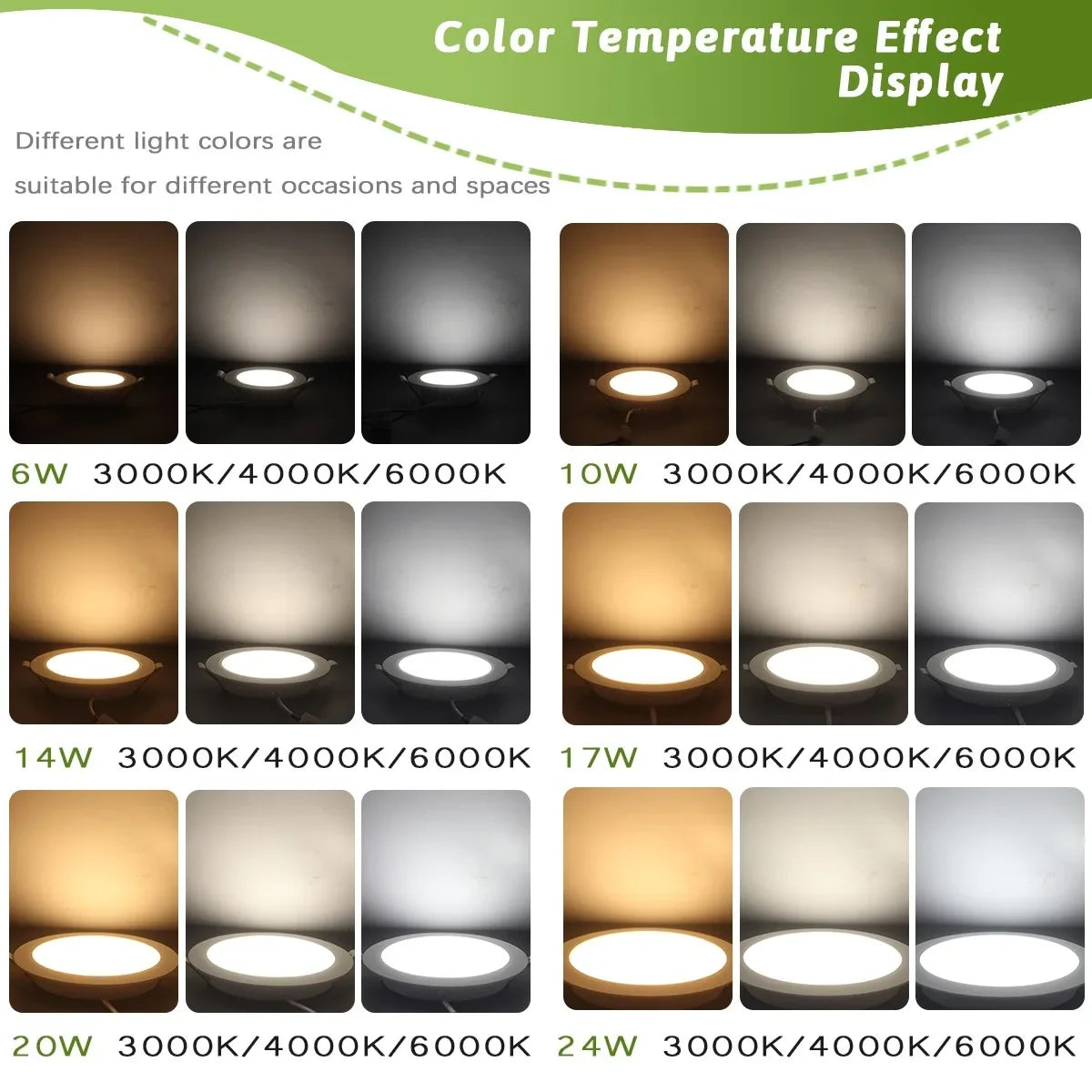 2PCS LED Downlight AC100-240V 6W 10W 14W 17W 20W 24W LED Ceiling Spot 3 CCT Recessed in Downlight Light Cold Warm White Lamp